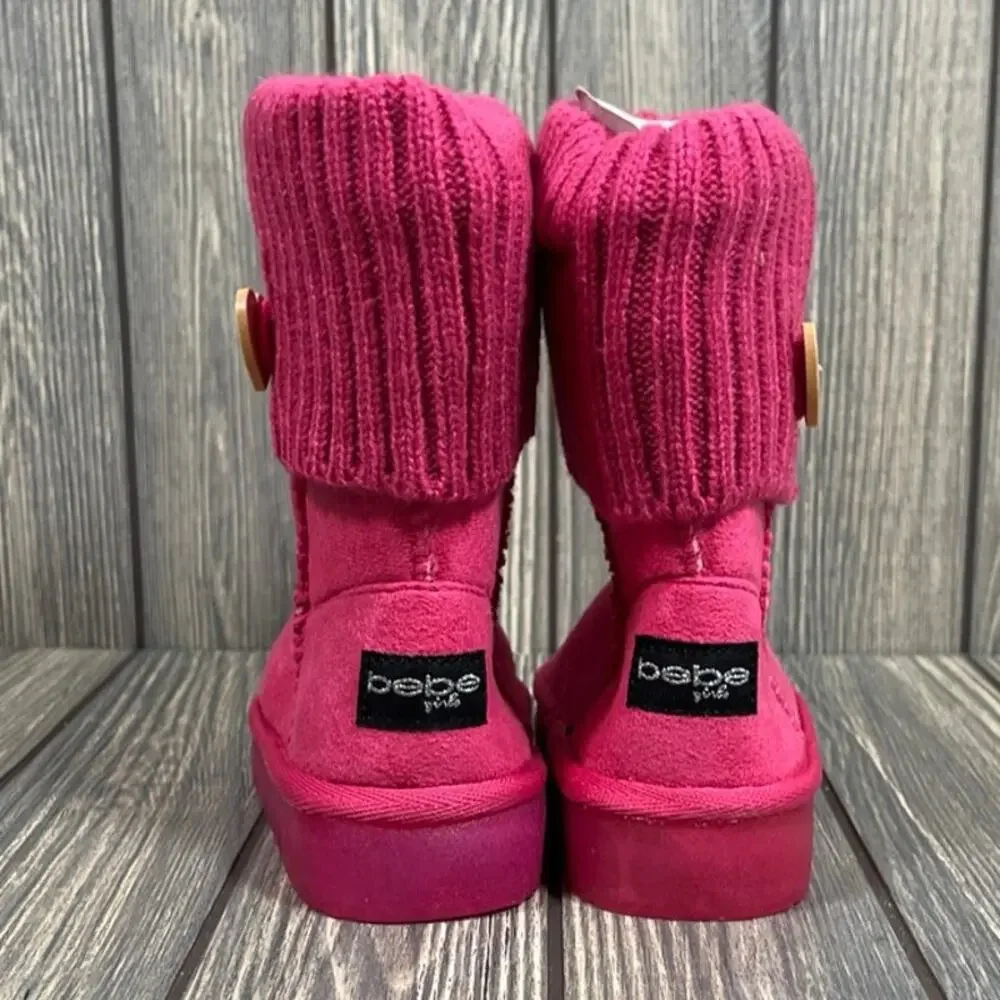 Bebe Girls Pink Boots Winter Warm Cable Knit‎ Sweater Mid Calf Youth 10
